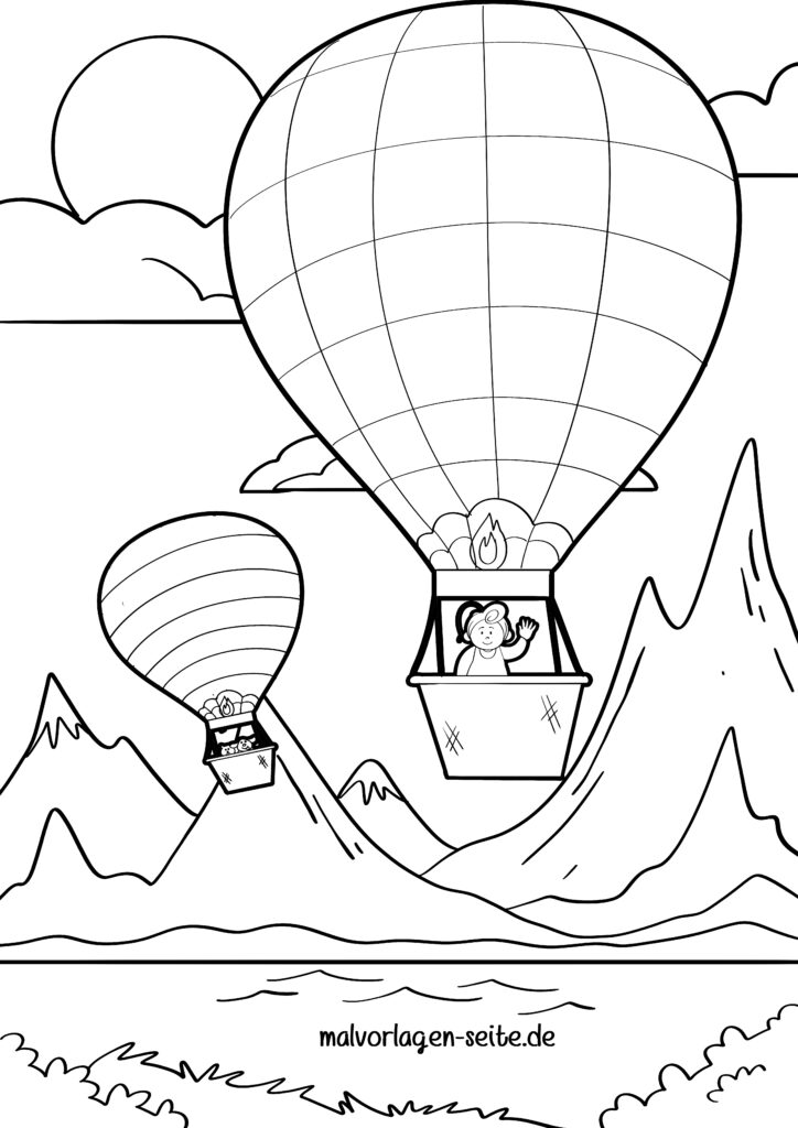  Foto zu Malvorlage Heißluftballon - Ausmalbild kostenlos herunterladen 