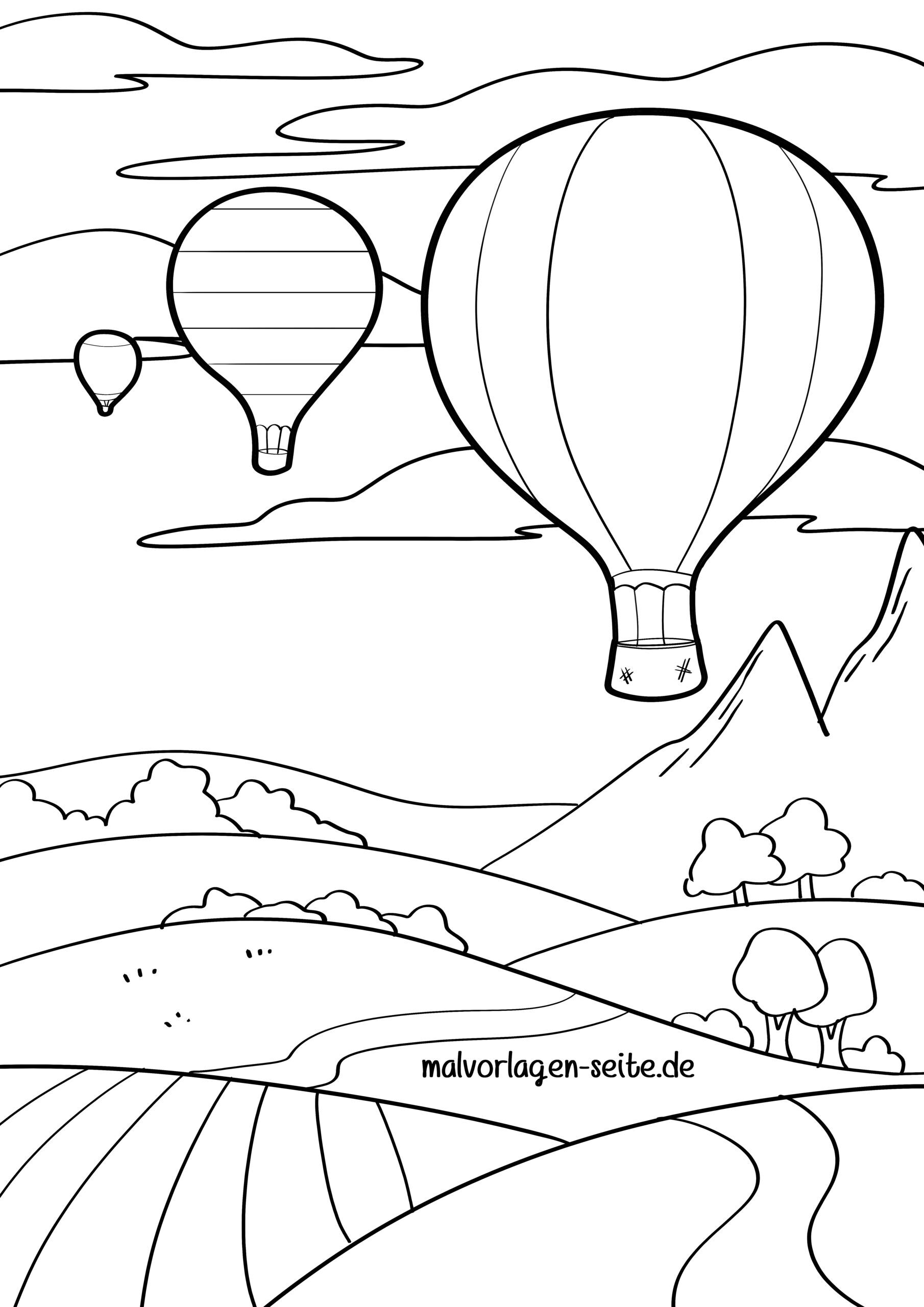 Malvorlage Heißluftballons