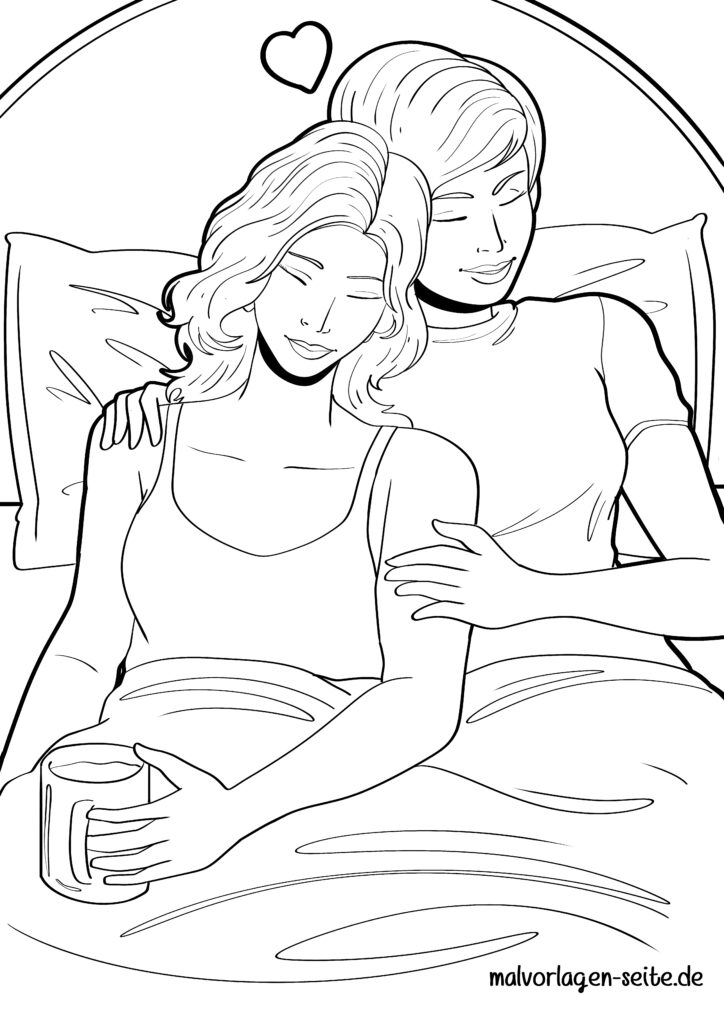 Malvorlage Paar - Ausmalbild kostenlos herunterladen