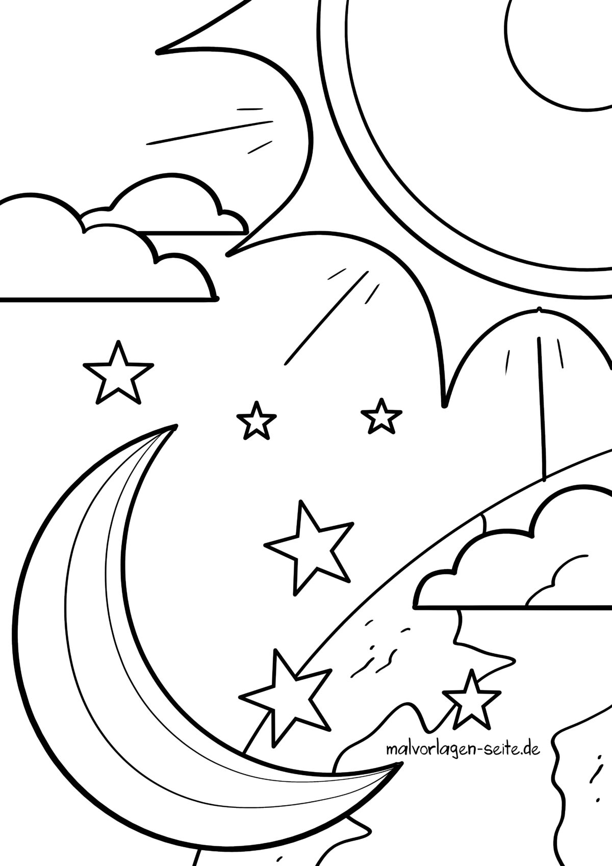  Foto zu Ausmalbilder Mond kostenlos herunterladen und ausmalen 