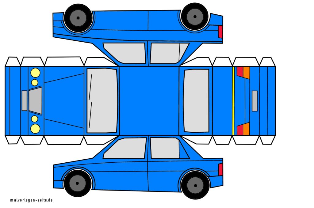 Auto Aus Papier Basteln 3d Vorlage Auto Bastelbogen Vorlage - Ausmalbild kostenlos herunterladen