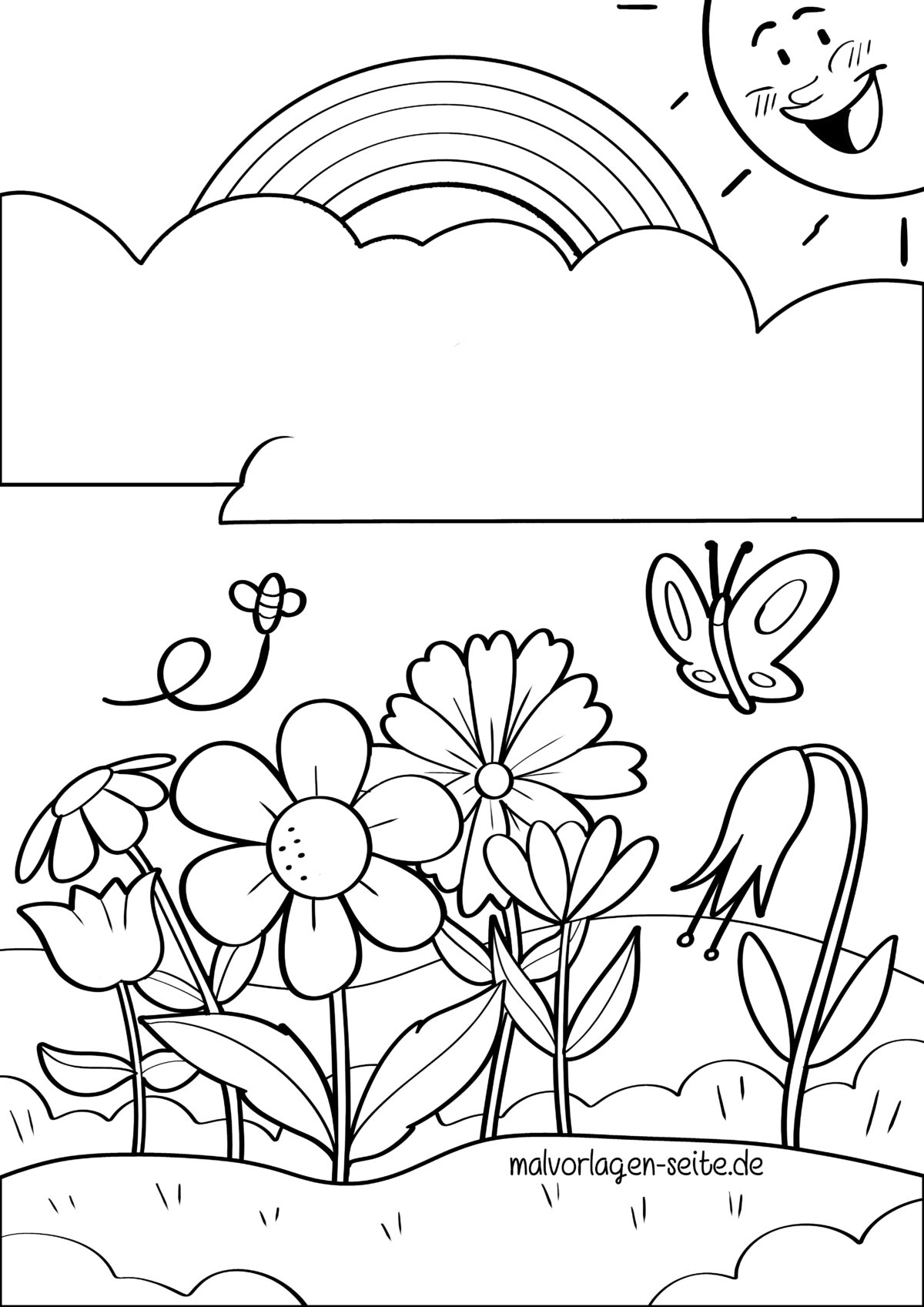 Malvorlage Blumenwiese im Sommer