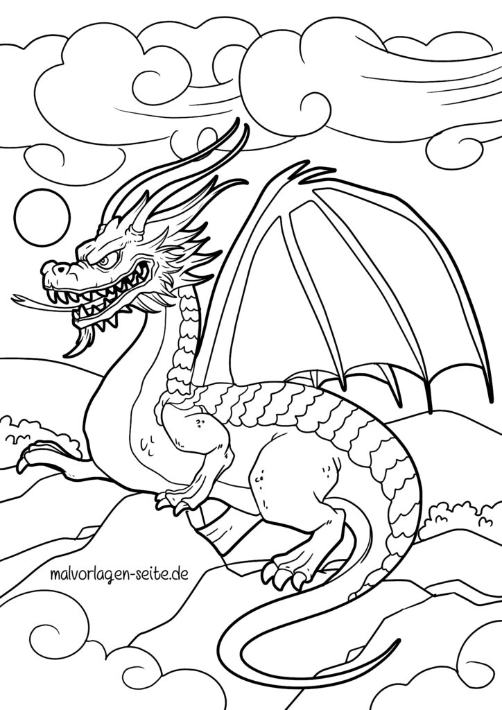  Malvorlage Drache - Ausmalbild kostenlos herunterladen Motiv 