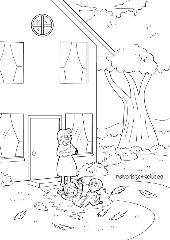  Malvorlage Herbst - Ausmalbild kostenlos herunterladen Illustration 