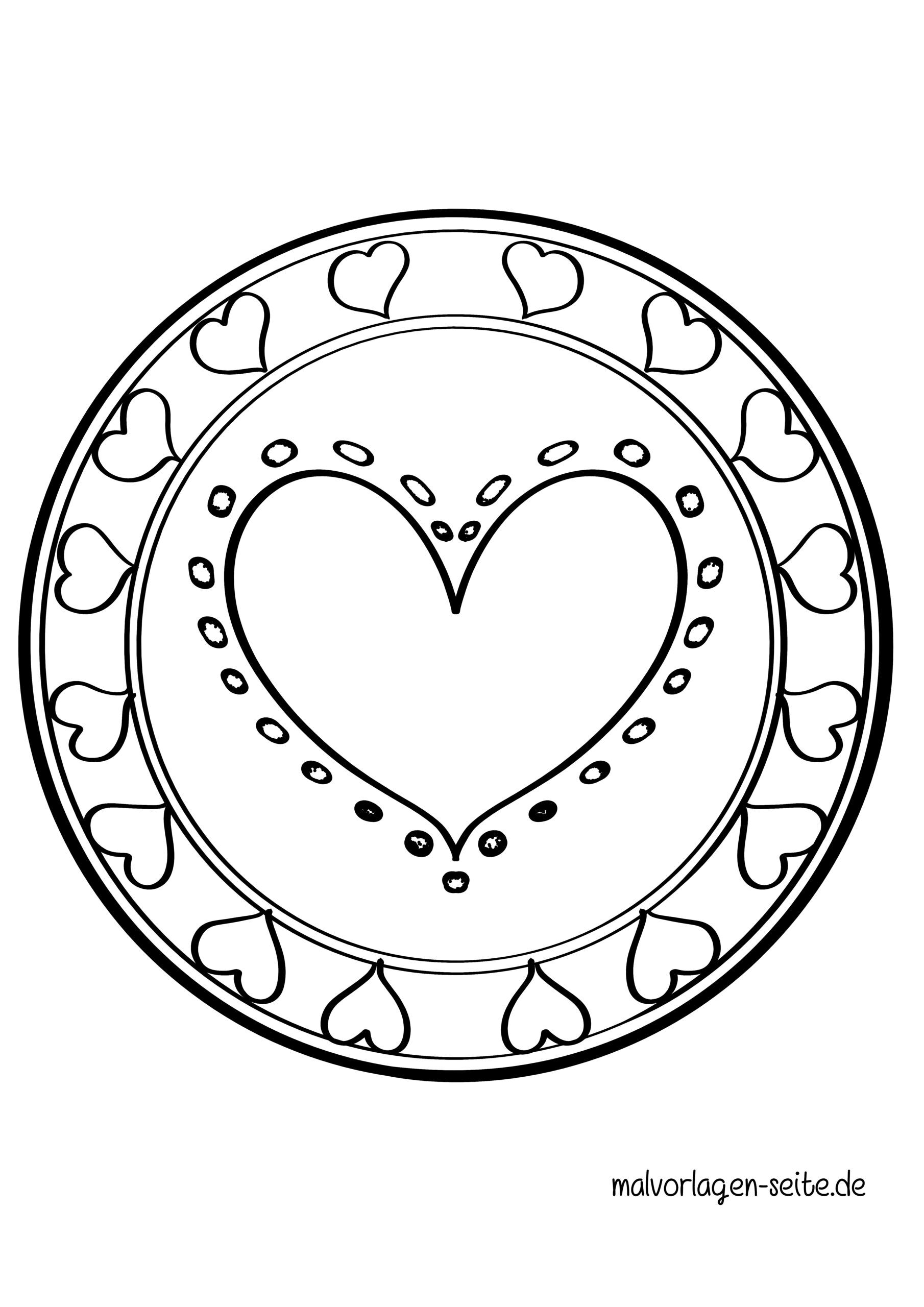 Malvorlage Herze Mandala