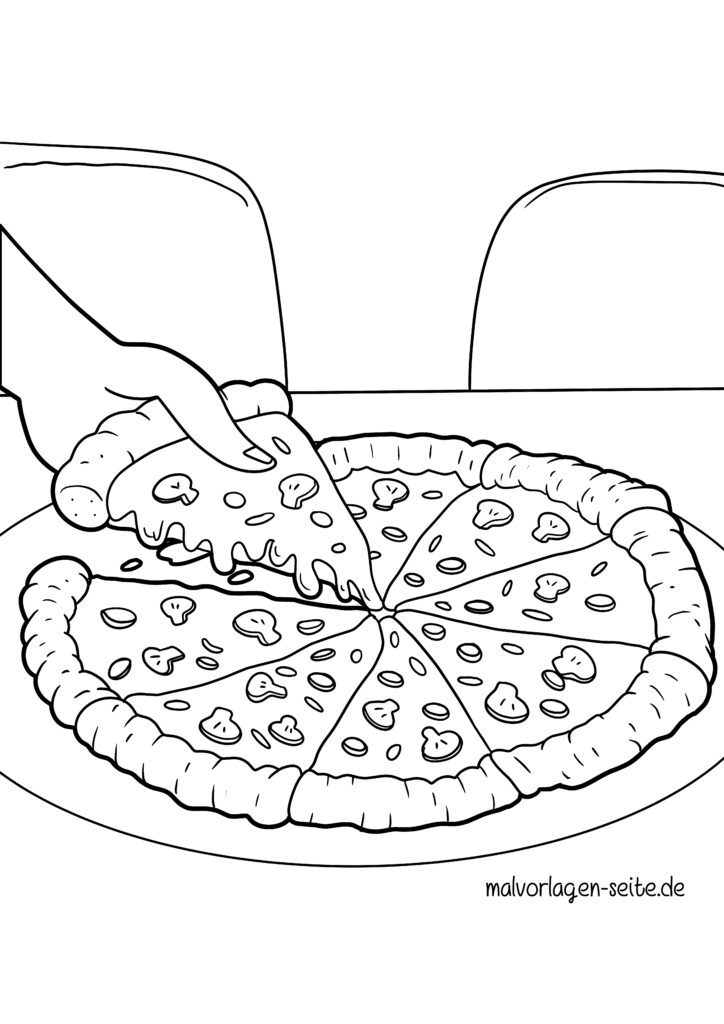 Malvorlage Pizza | Ausmalbild kostenlos herunterladen