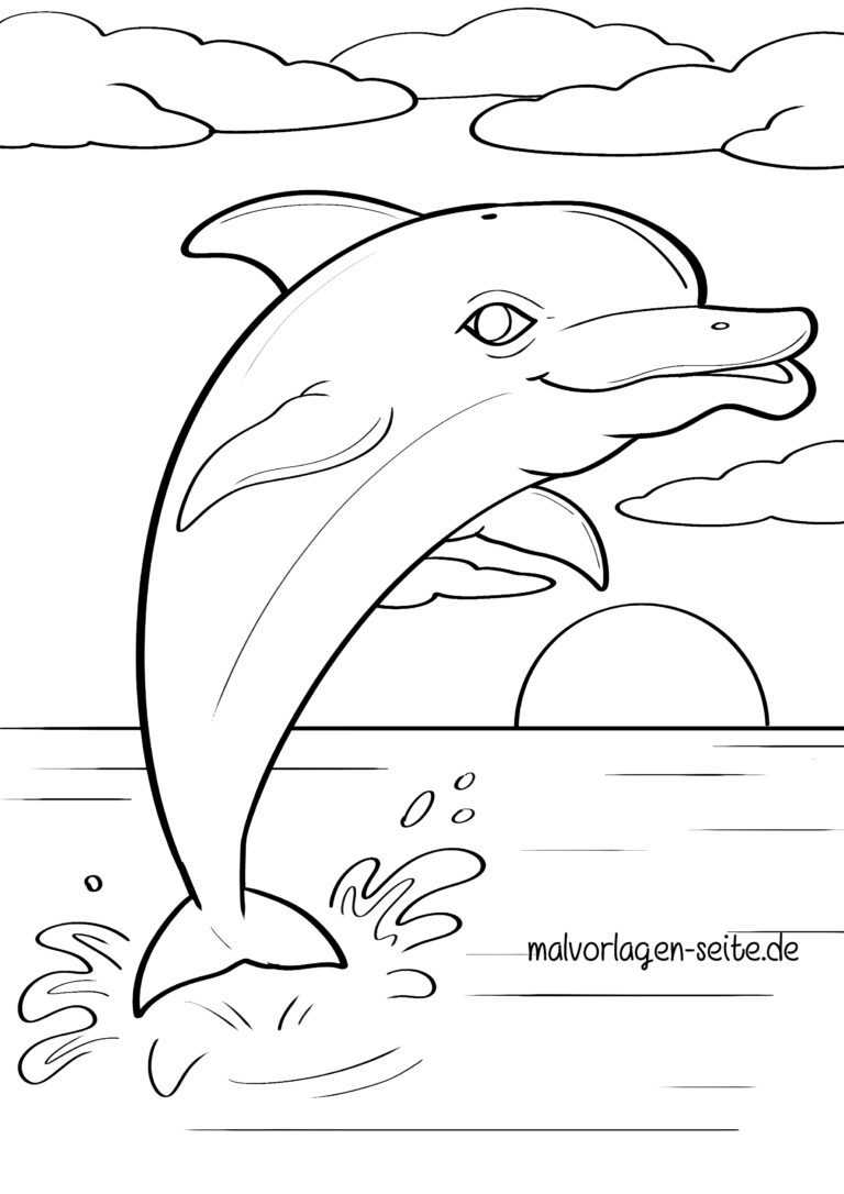  Malvorlage Delfine - Ausmalbild kostenlos herunterladen 