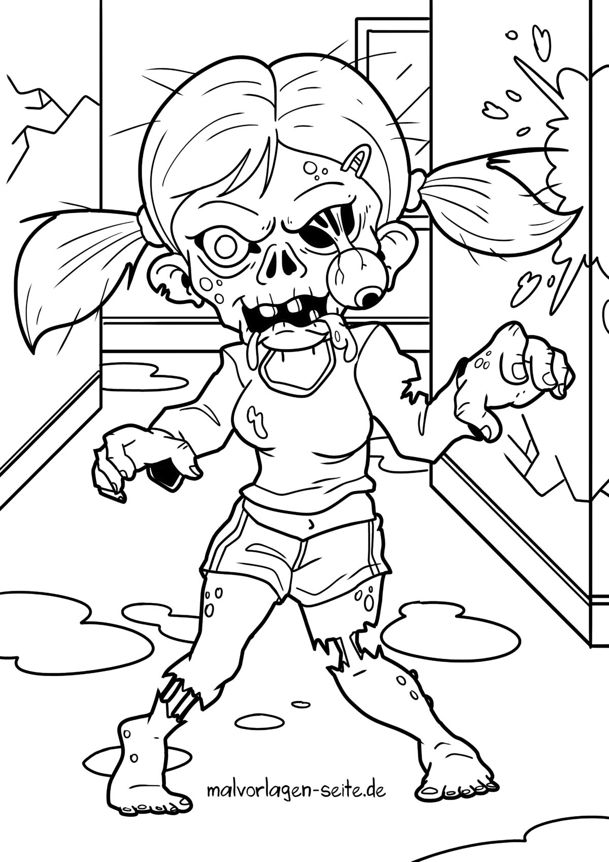 Malvorlage Zombie | Ausmalbild kostenlos herunterladen