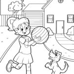 Malvorlage mit dem Hund spielen