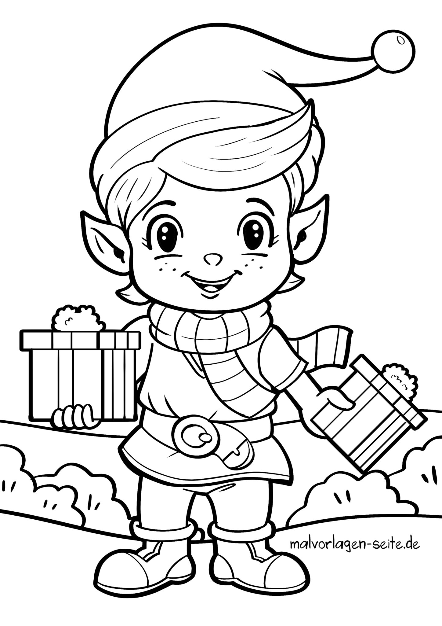  Ausmalbilder Wichtel - Weihnachtswichtel kostenlos Motiv 