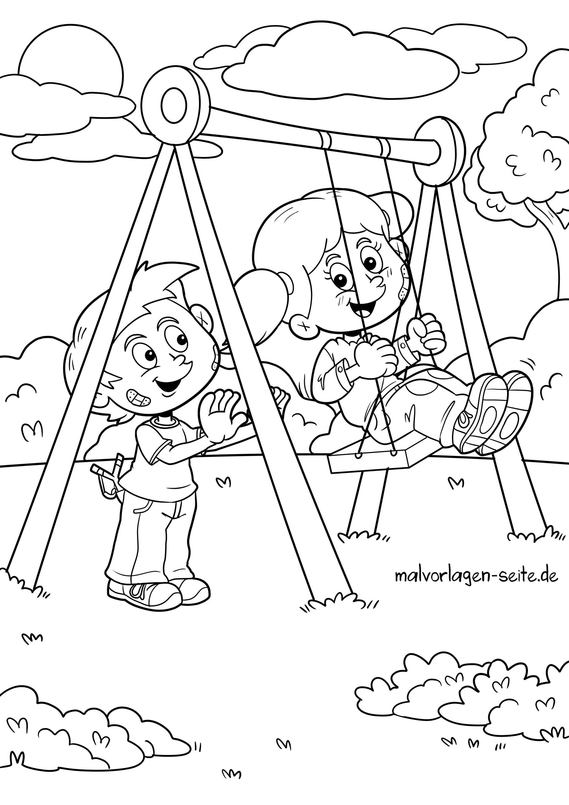 Malvorlage Schaukel Spielplatz
