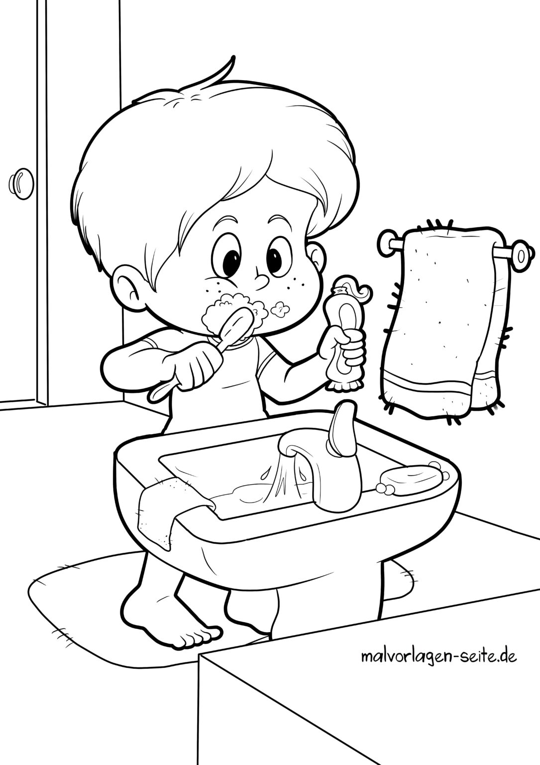  Ausmalbilder Zahnpflege - Zähne putzen kostenlos ausmalen Illustration 