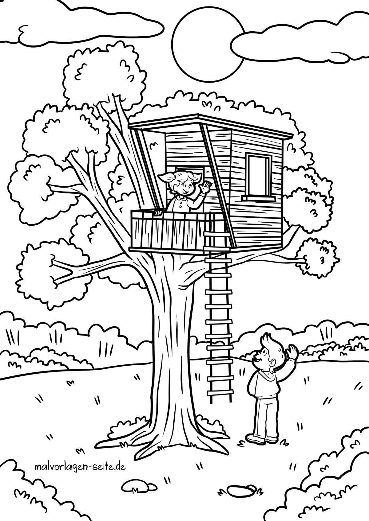  Malvorlage Baumhaus - Jetzt kostenlos herunterladen Illustration 