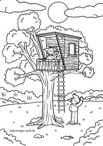Ausmalbilder Baumhäuser | Ausmalbild kostenlos herunterladen