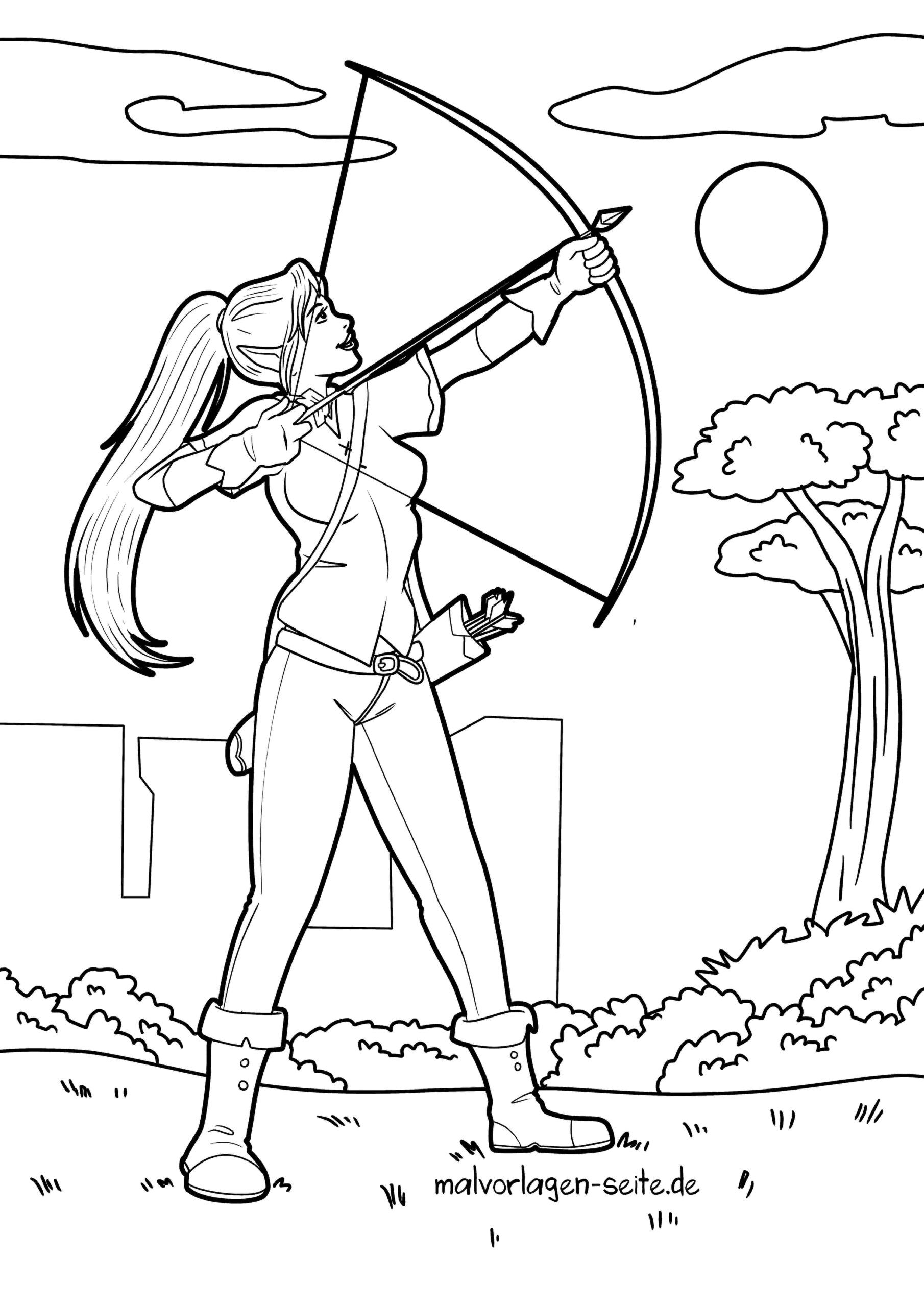 Malvorlage Bogenschießen