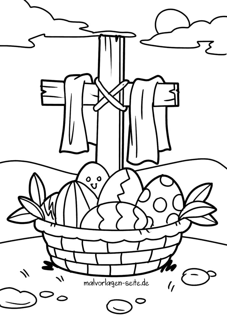  Ausmalbilder Ostern, Osterhase und Ostereier kostenlos drucken Illustration 