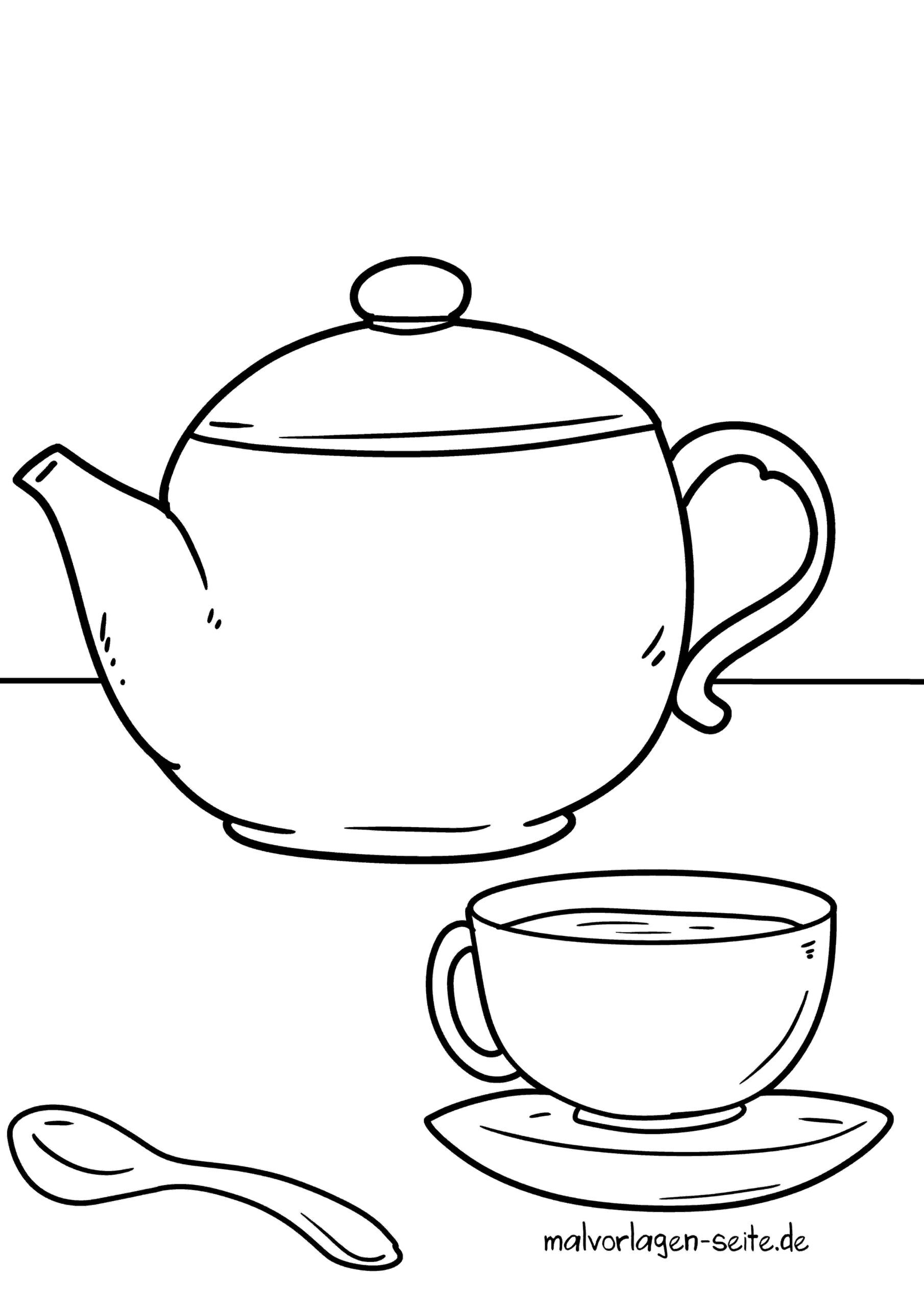 Malvorlage Teekanne - Tee