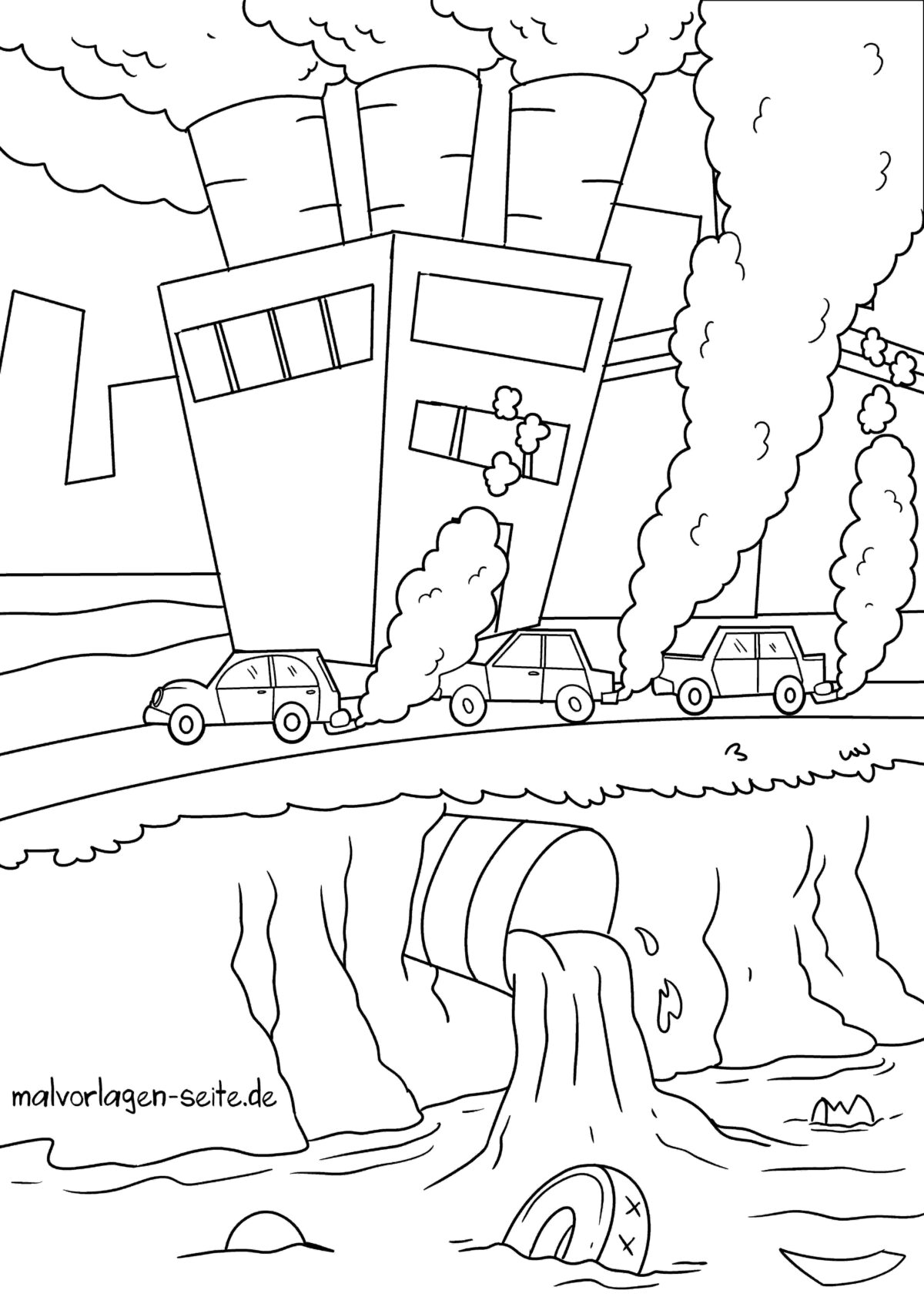 Malvorlage Luftverschmutzung Umweltschutz