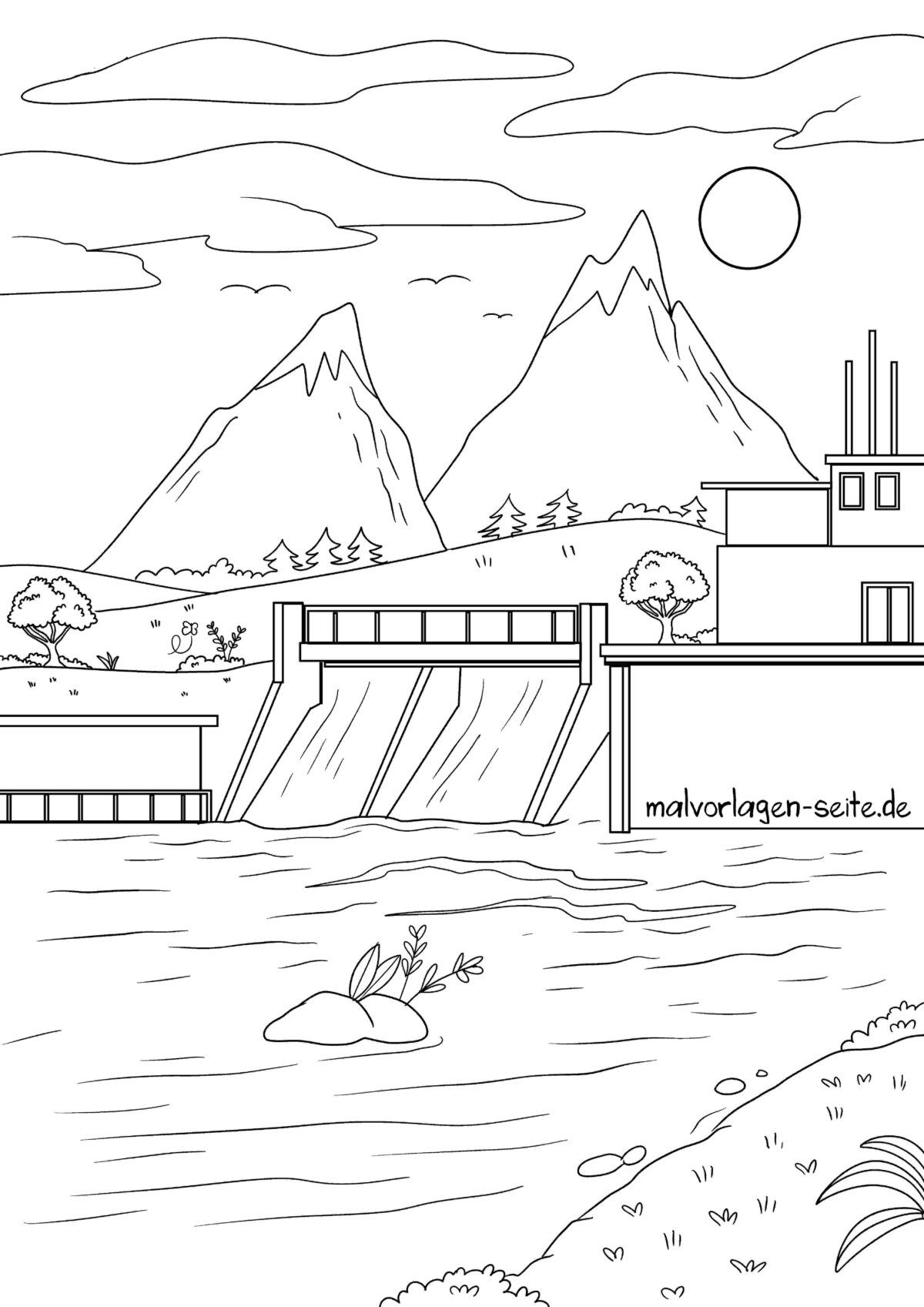 Malvorlage Wasserkraftwerk