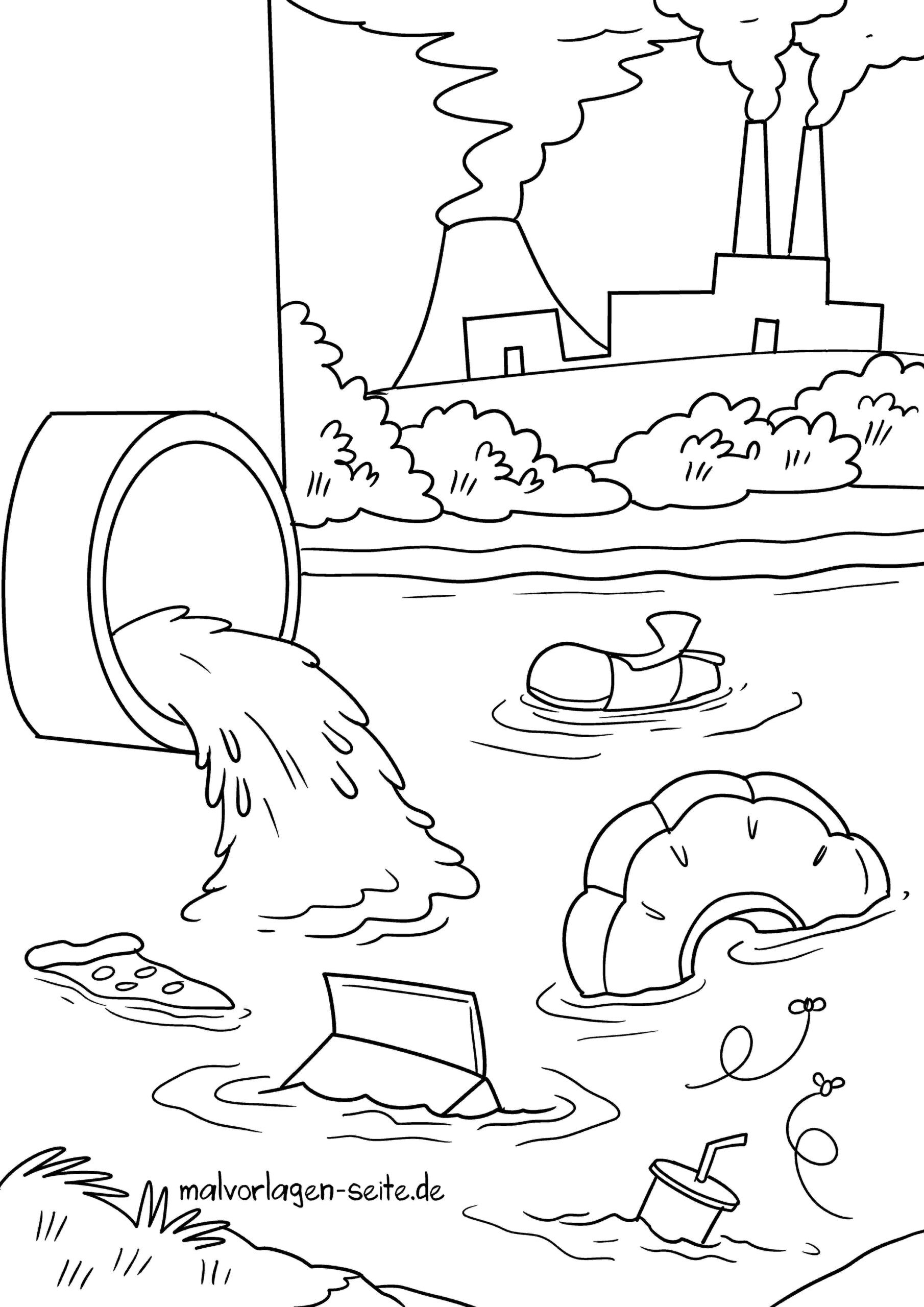Malvorlage Wasser Verschmutzung