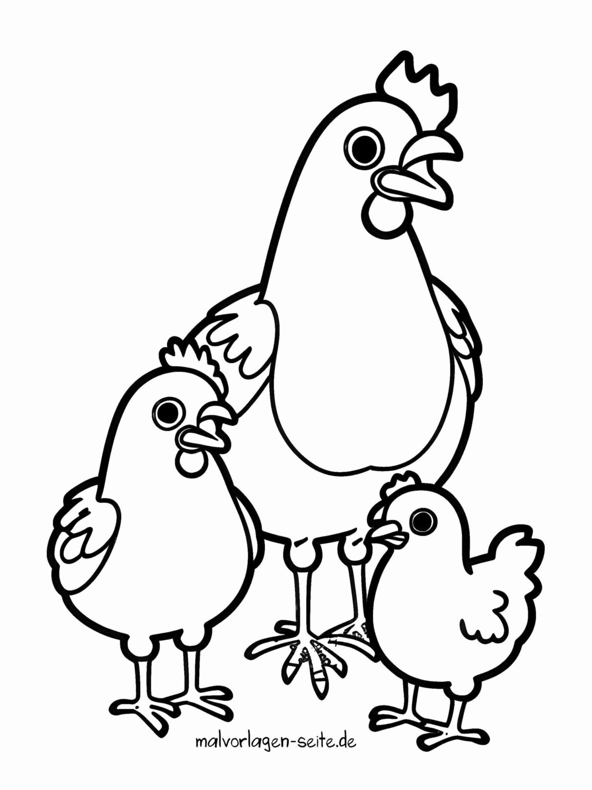  Malvorlage Hühner - Ausmalbild kostenlos herunterladen 