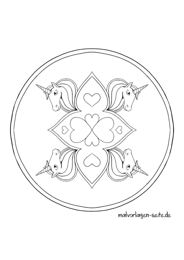  Einhorn Mandalas zum Ausmalen 