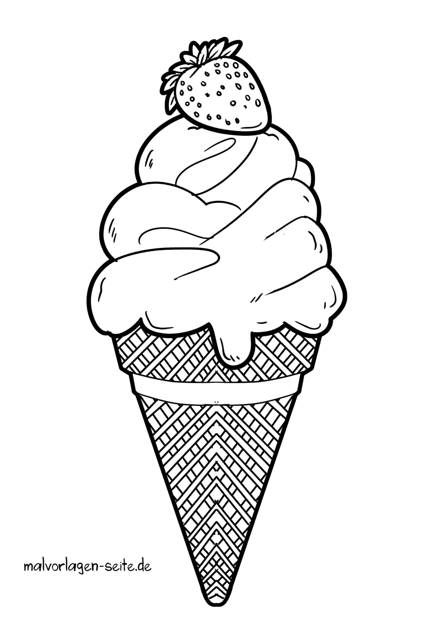 Malvorlage Eiscreme Waffel | Jetzt kostenlos herunterladen