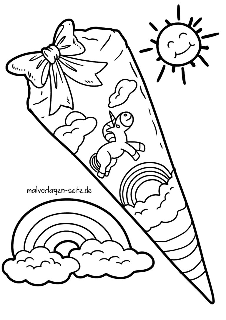  Malvorlage Schultüte Zuckertüte - Ausmalbild kostenlos herunterladen Motiv 