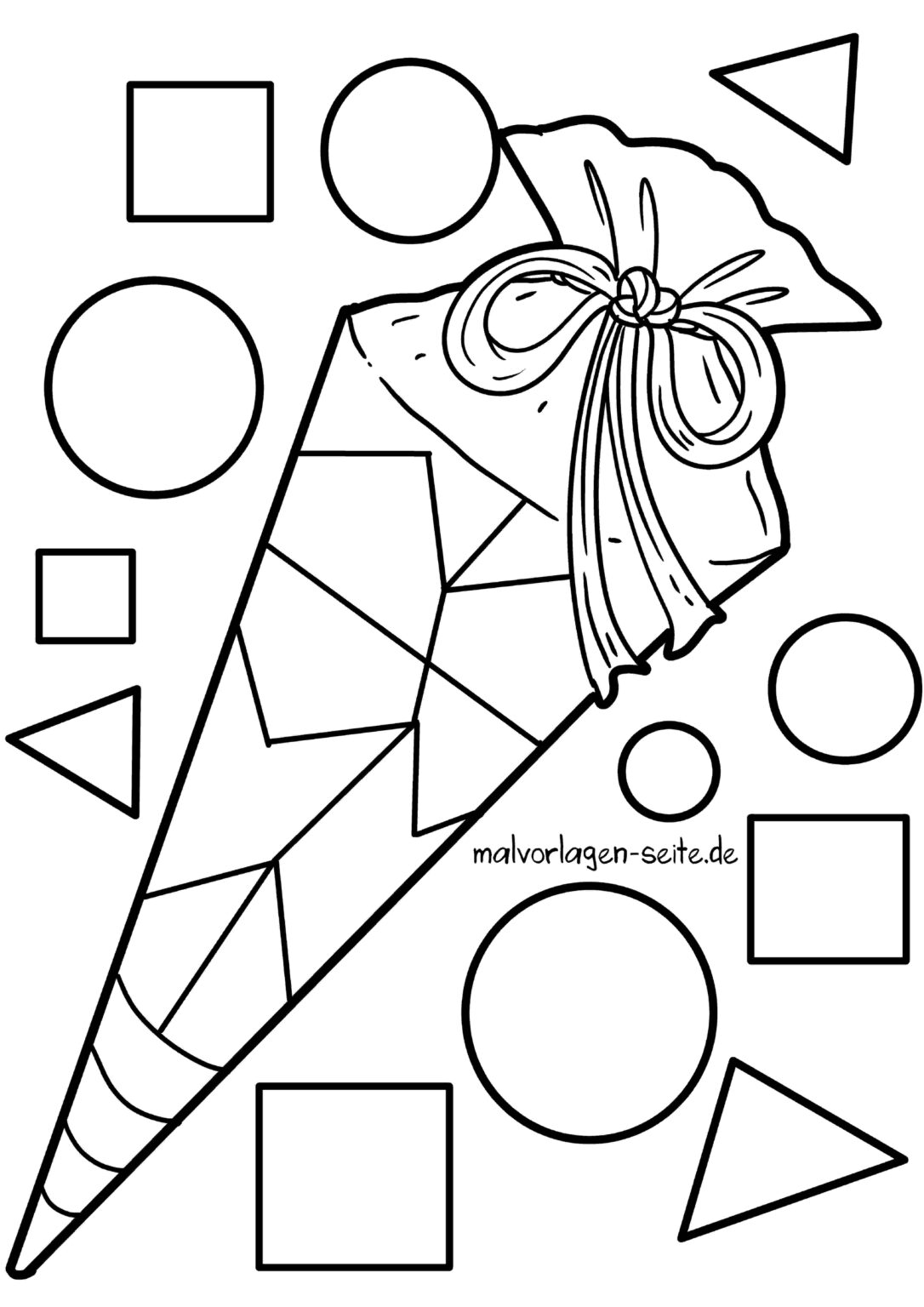  Foto zu Malvorlage Schultüte Zuckertüte - Ausmalbild kostenlos herunterladen 