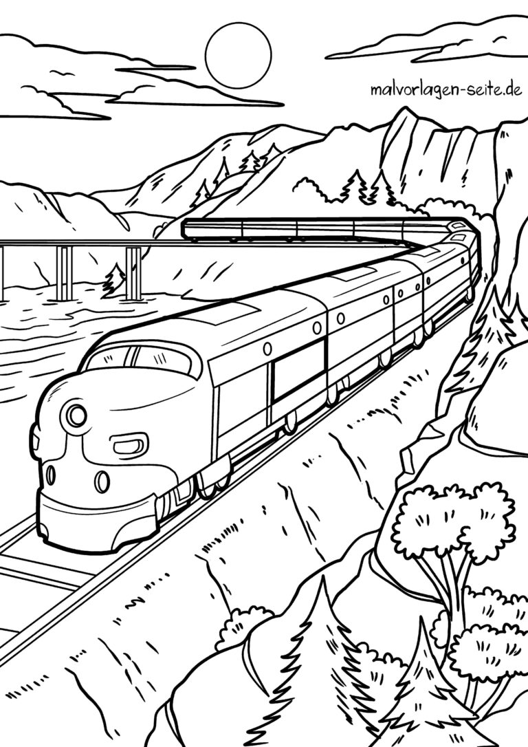  Malvorlage Zug - Eisenbahn - Jetzt kostenlos herunterladen 