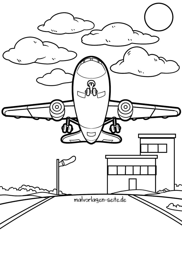  Malvorlage Flugzeug - Ausmalbild kostenlos herunterladen Illustration 