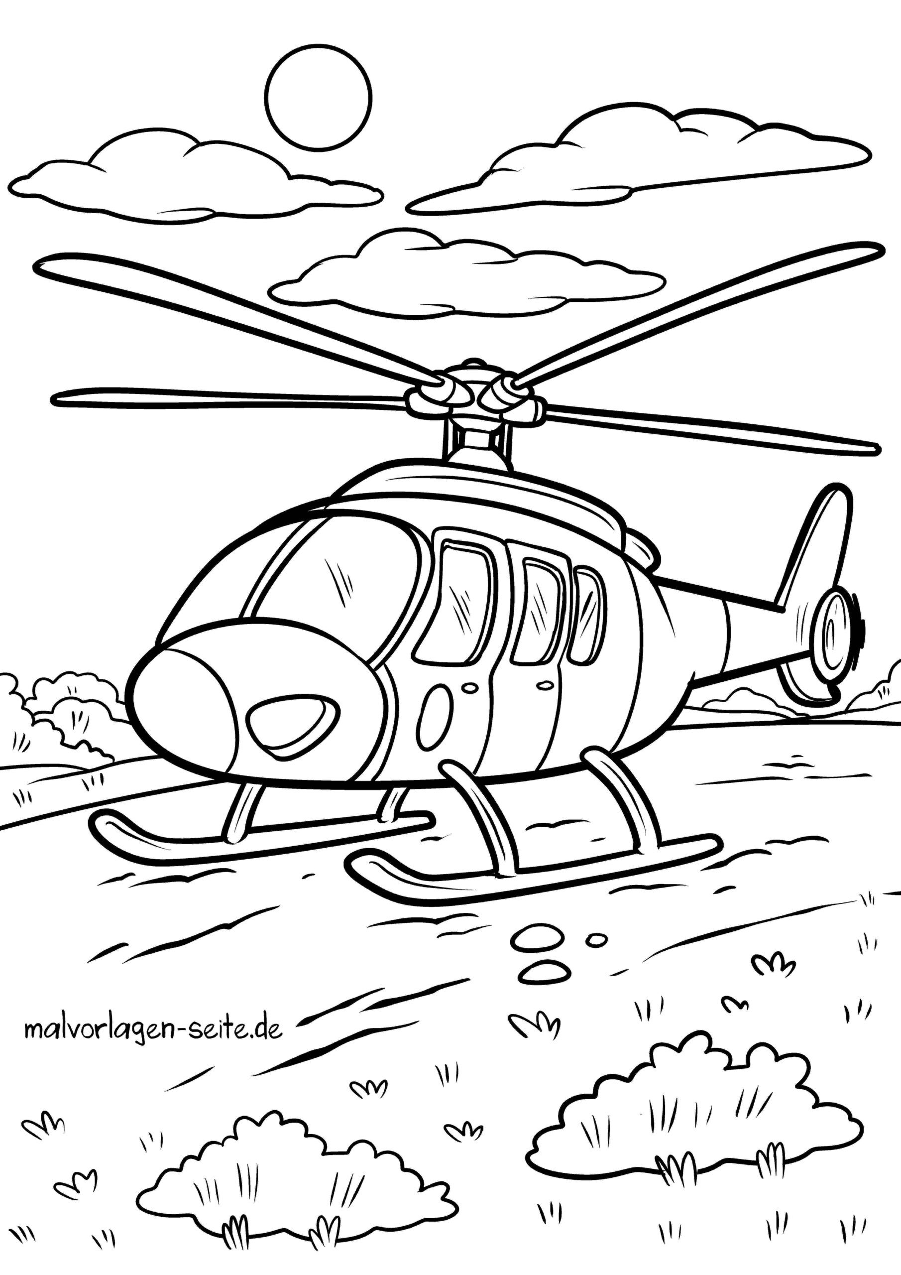 Malvorlage Hubschrauber - Helikopter