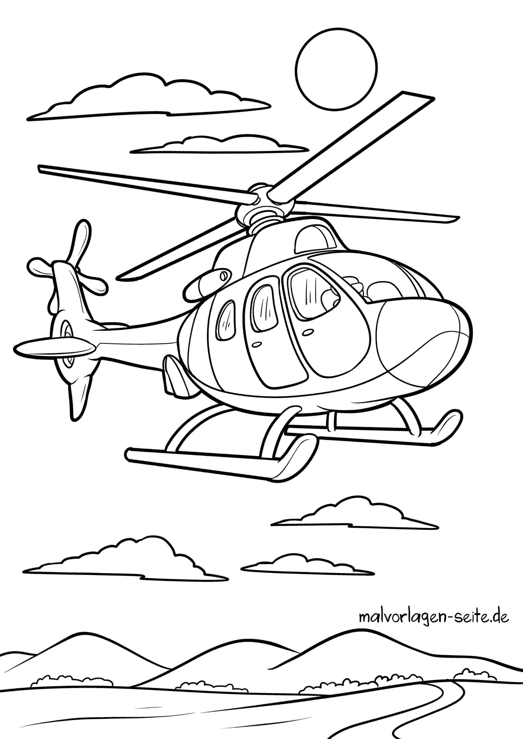  Malvorlage Hubschrauber - Helikopter - Jetzt kostenlos herunterladen Motiv 