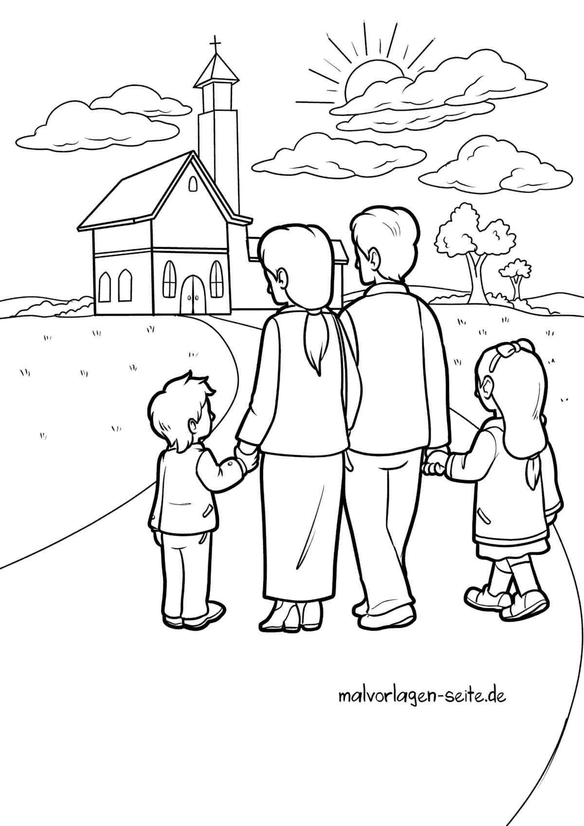 Malvorlage Zur Kirche gehen