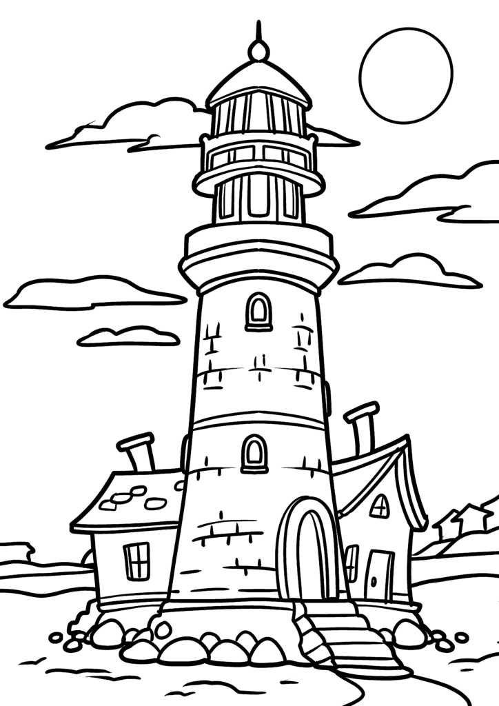 Malvorlage Leuchtturm | Ausmalbild kostenlos herunterladen