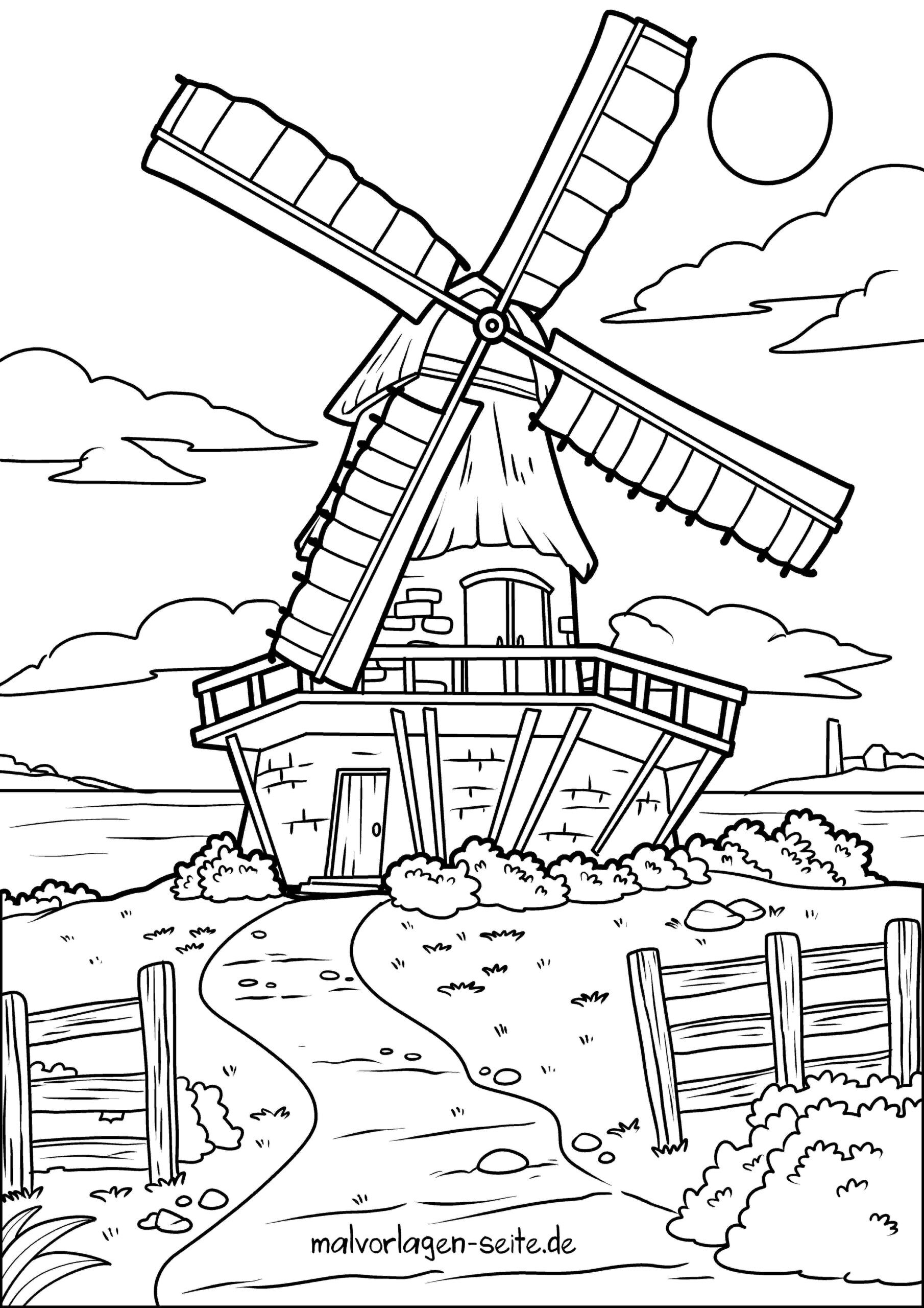 Malvorlage Windmühle