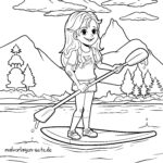 Malvorlage Stand Up Paddling - Stehpaddeln