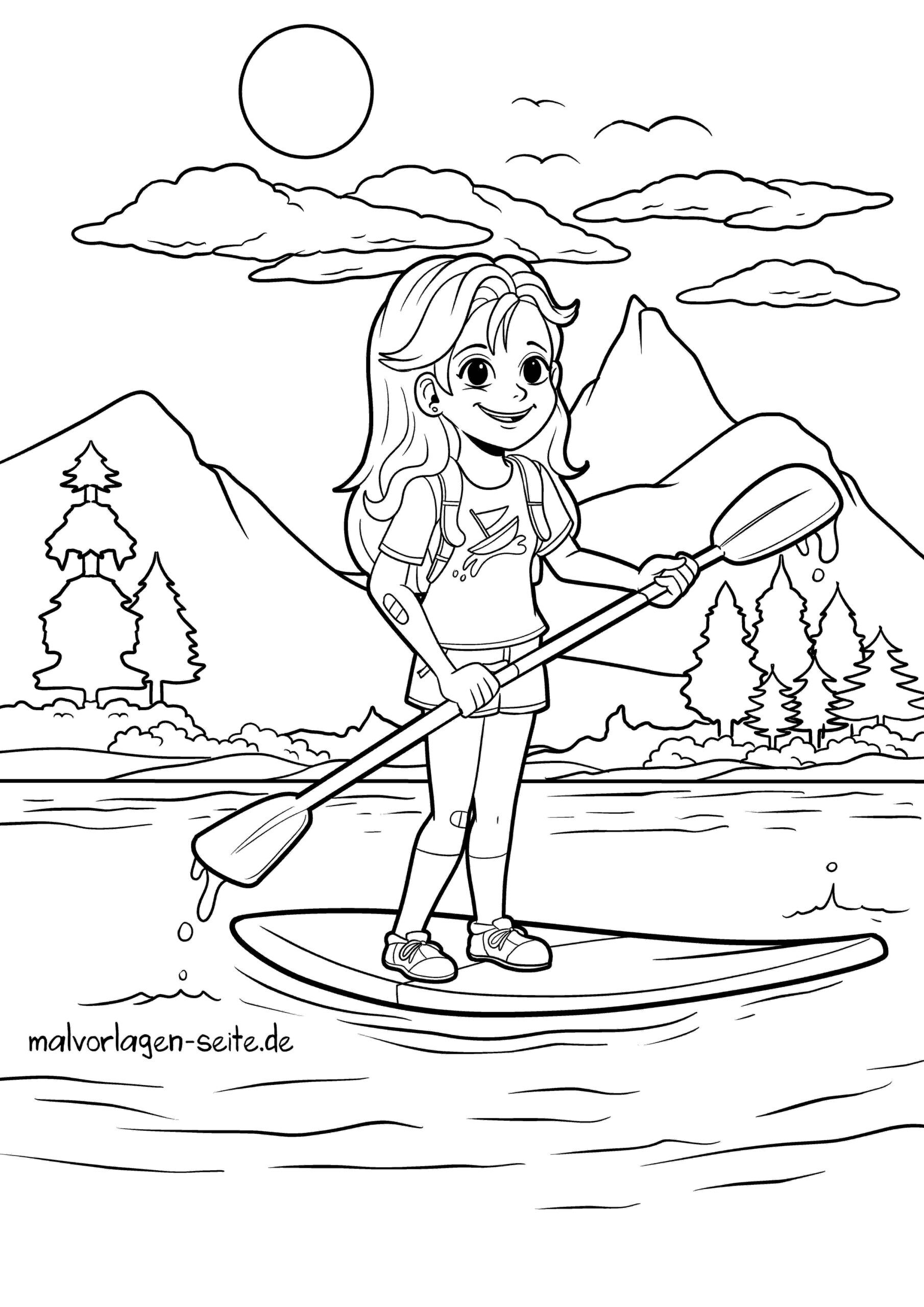 Malvorlage Stand Up Paddling - Stehpaddeln