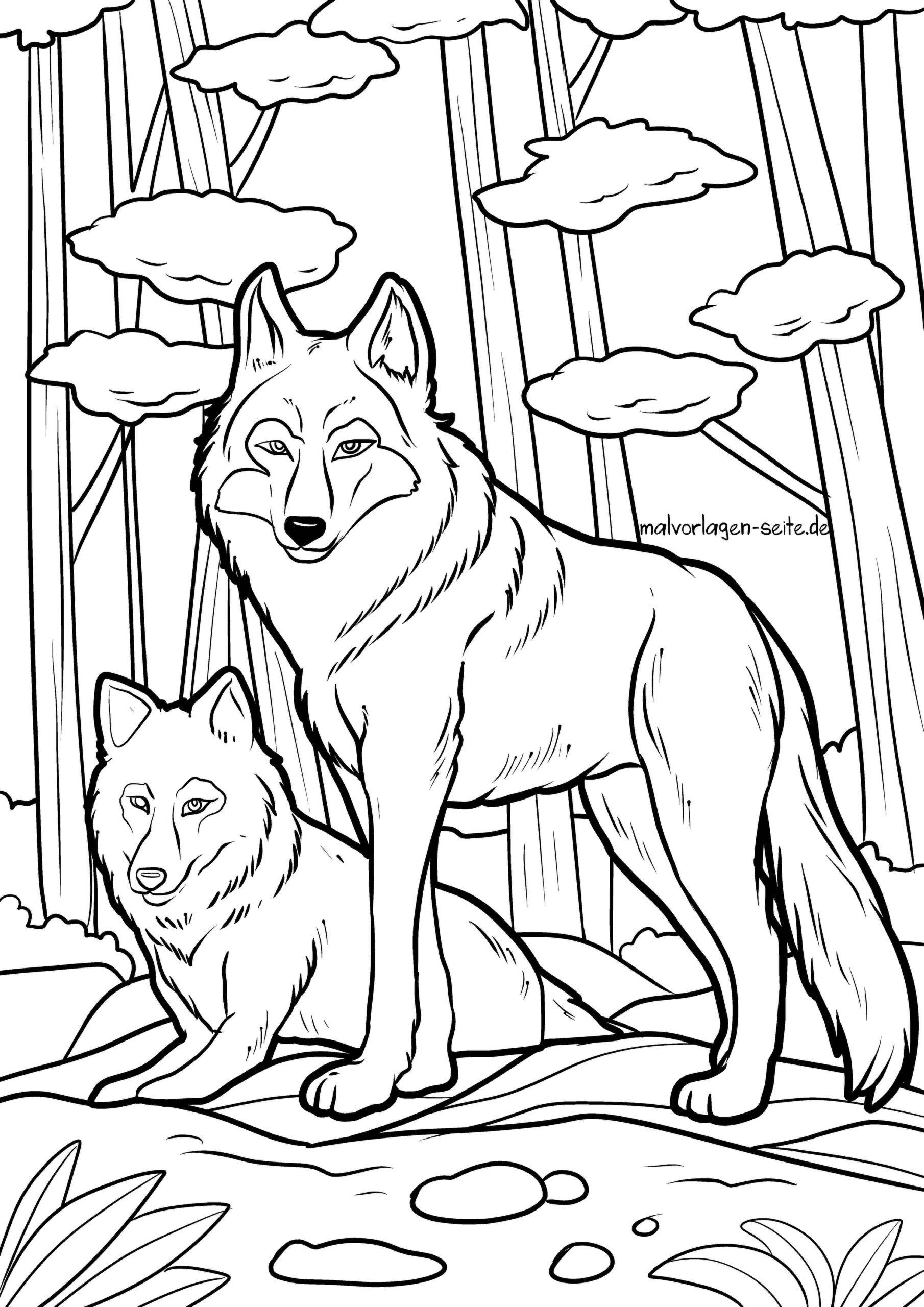 Malvorlage Wölfe