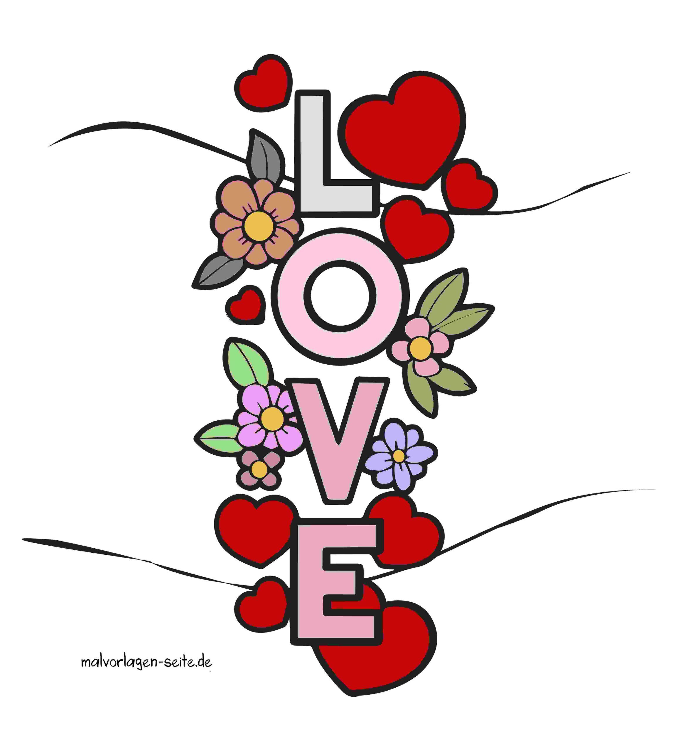LOVE in großen bunten Buchstaben