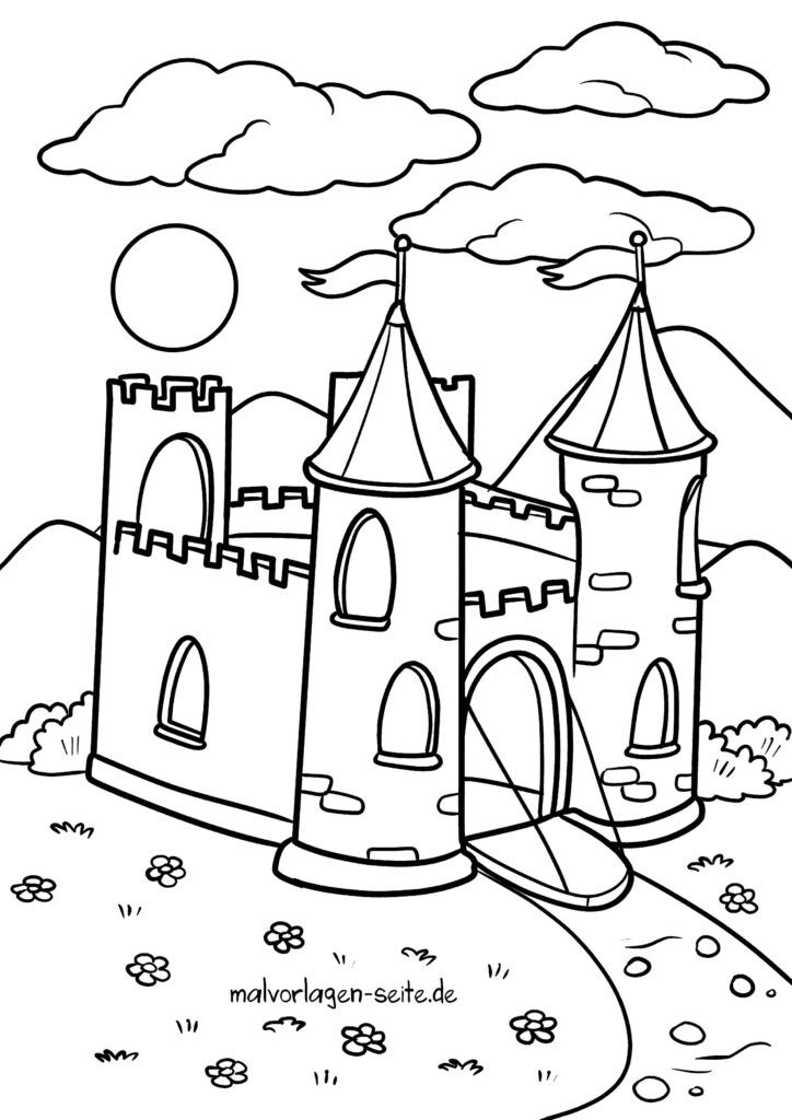 Malvorlage Burg | Jetzt kostenlos herunterladen
