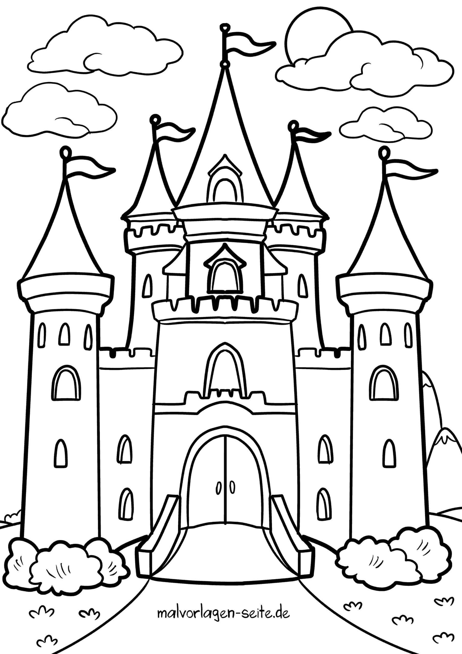 Ausmalbild Burg Ritterburg Malvorlage Zamek Kolorowanka Druku Colorear 