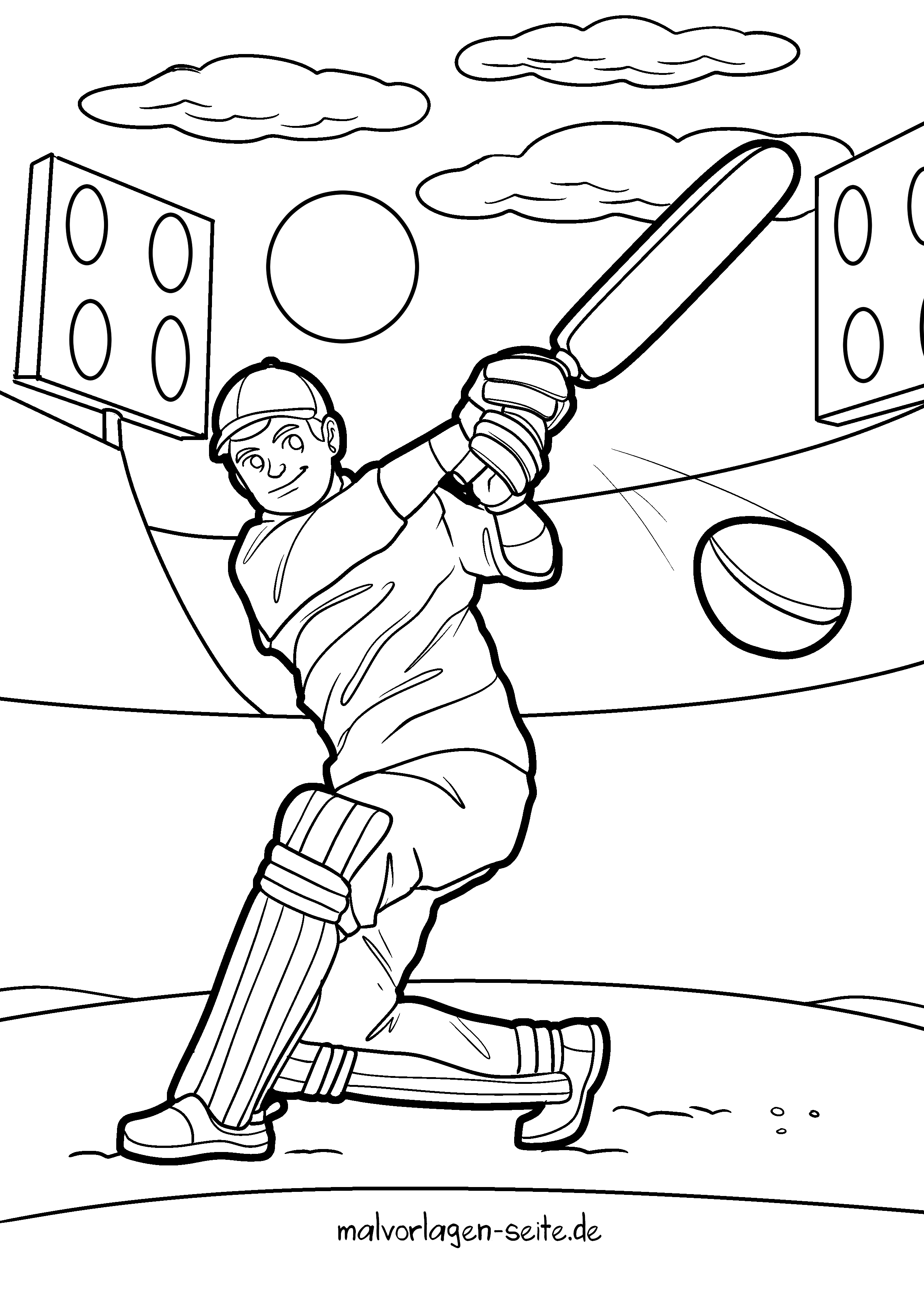 Malvorlage Cricket spielen