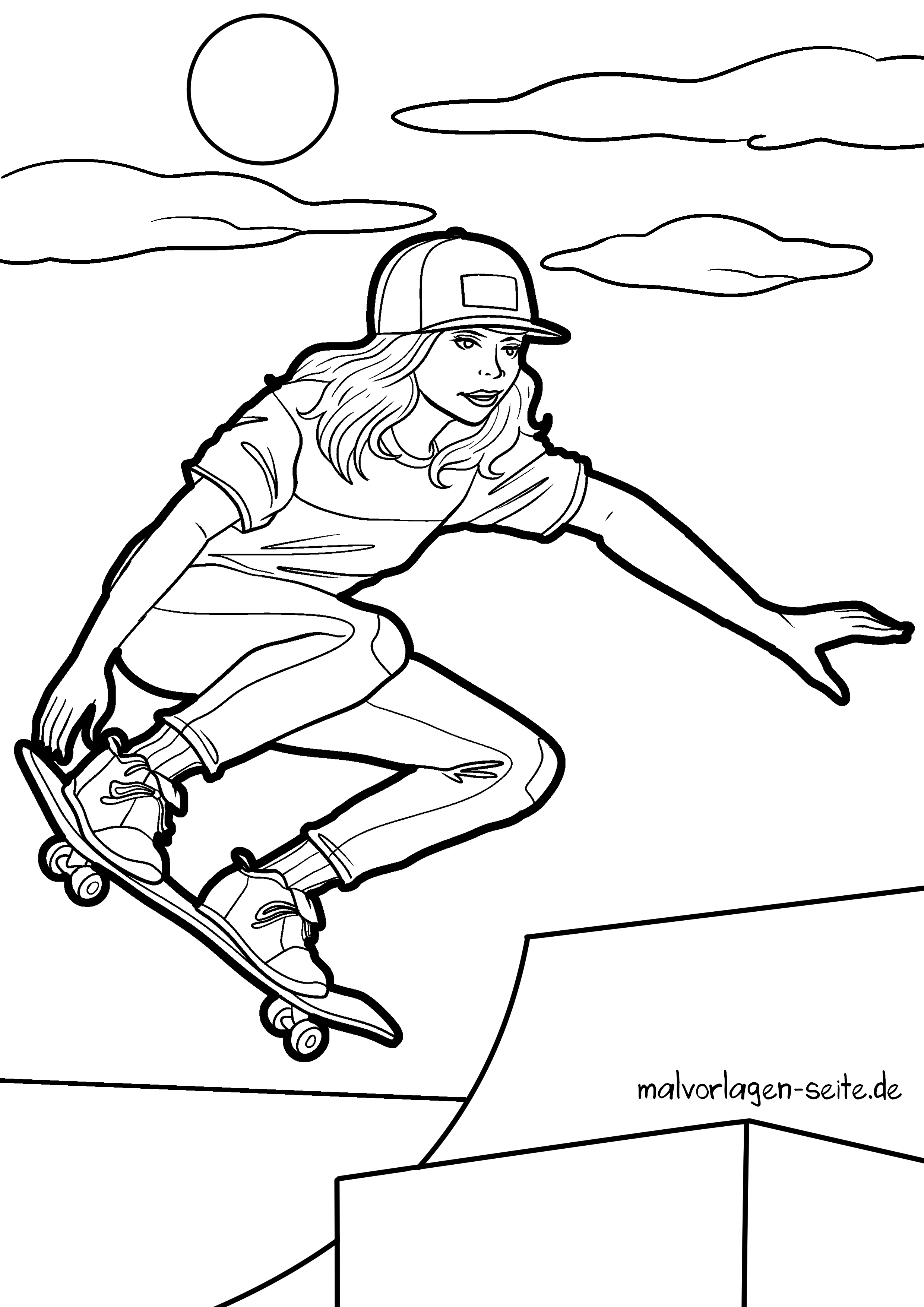 Malvorlage Skateboard fahren