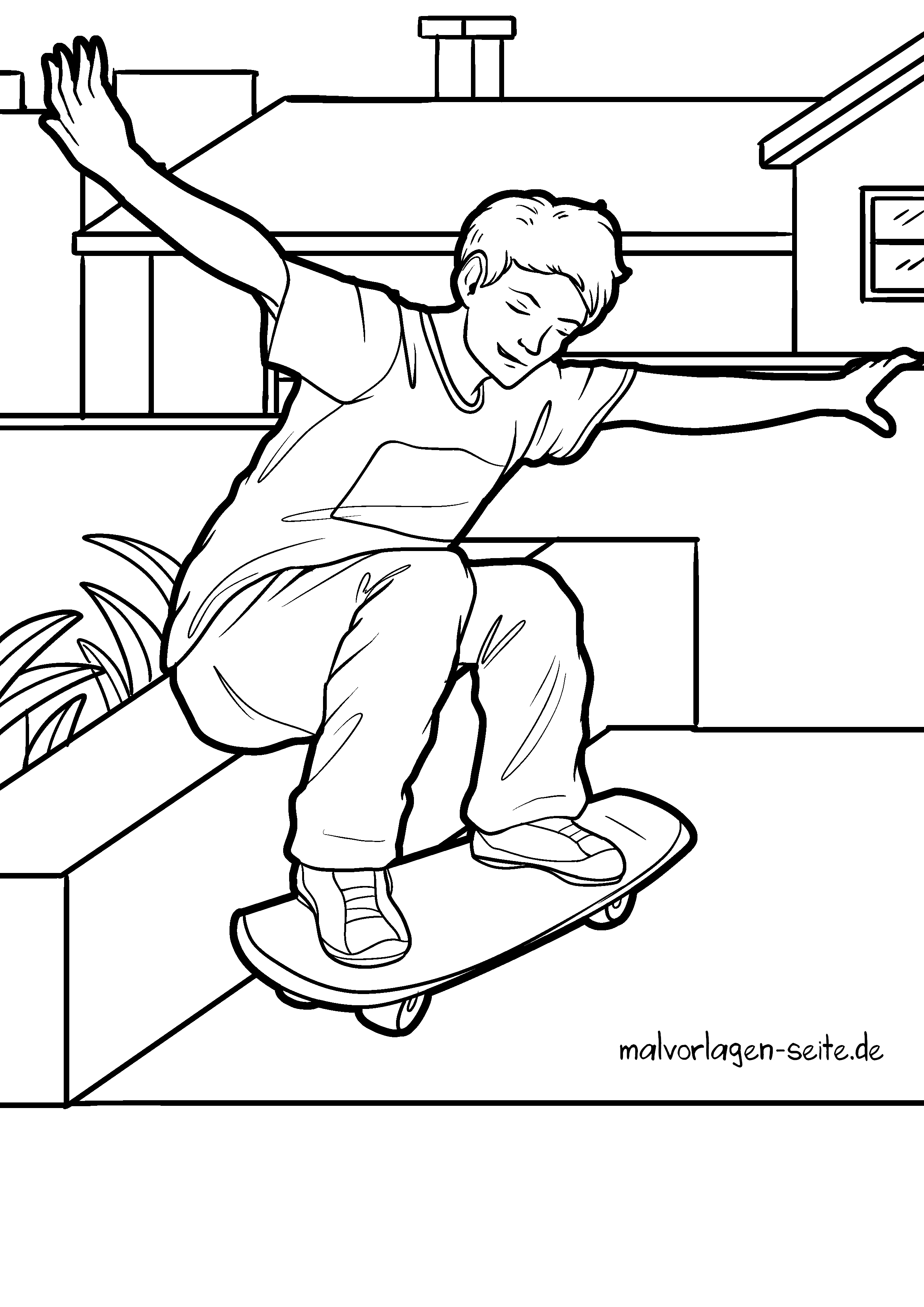 Malvorlage Skateboard fahren