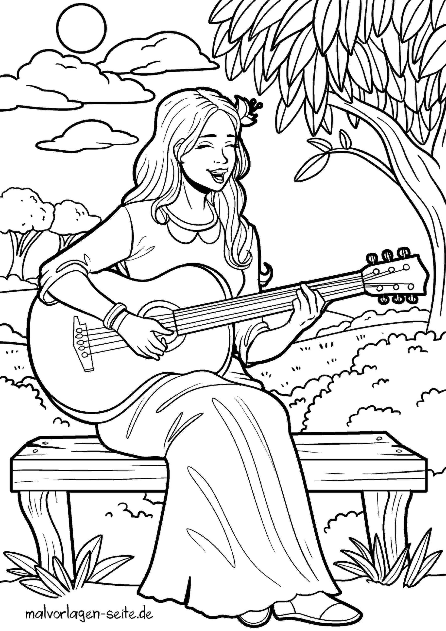 Malvorlage Gitarre spielen