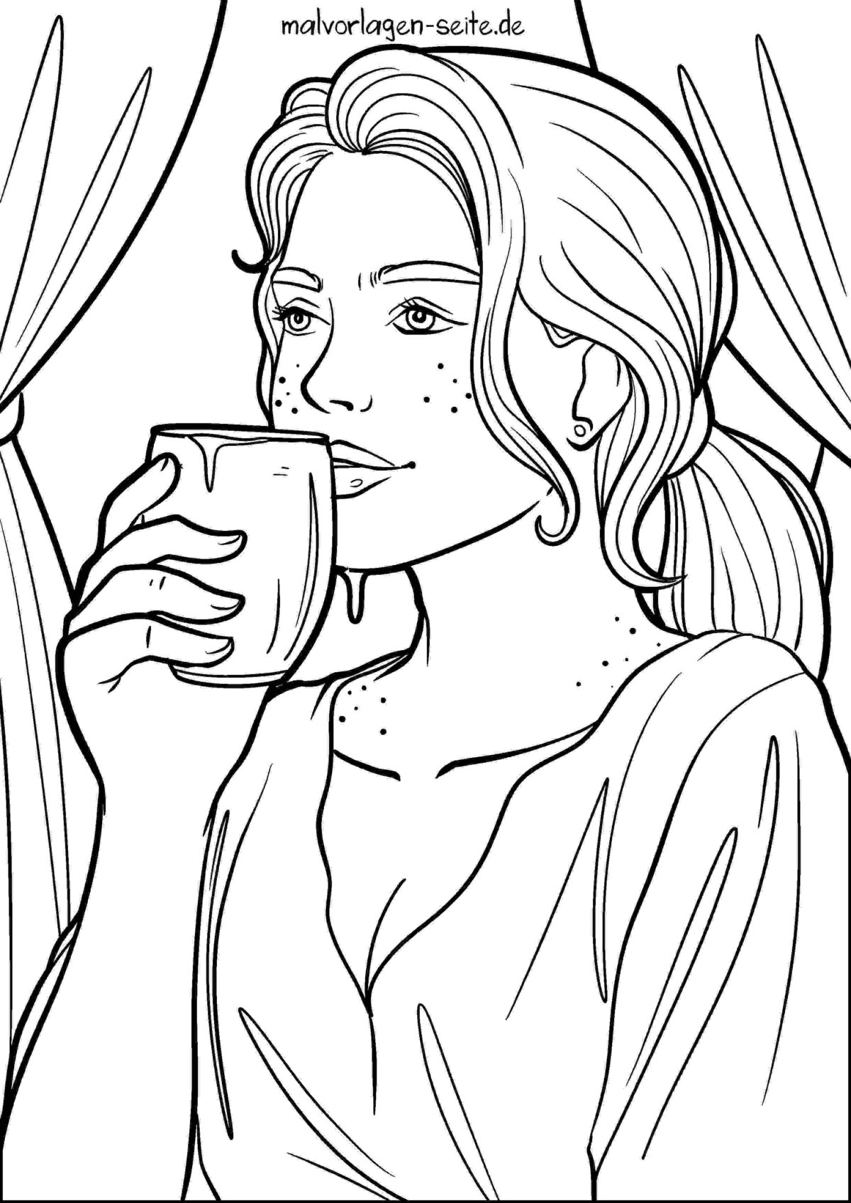 Malvorlage Kaffee trinken