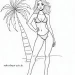 Malvorlage Urlaub - Frau unter Palme