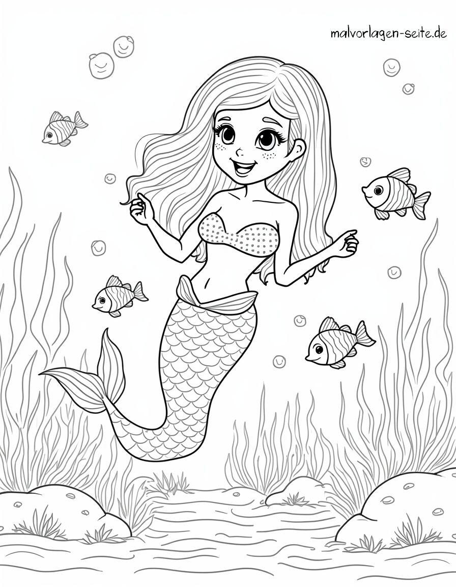 Malvorlage Meermädchen - Meerjungfrau