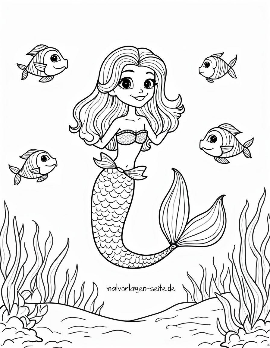 Malvorlage Meermädchen - Meerjungfrau
